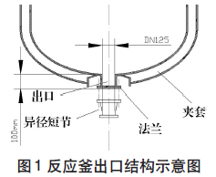 圖1 不銹鋼反應釜出口結構示意圖